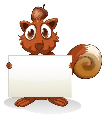 A squirrel holding an empty signboard vector