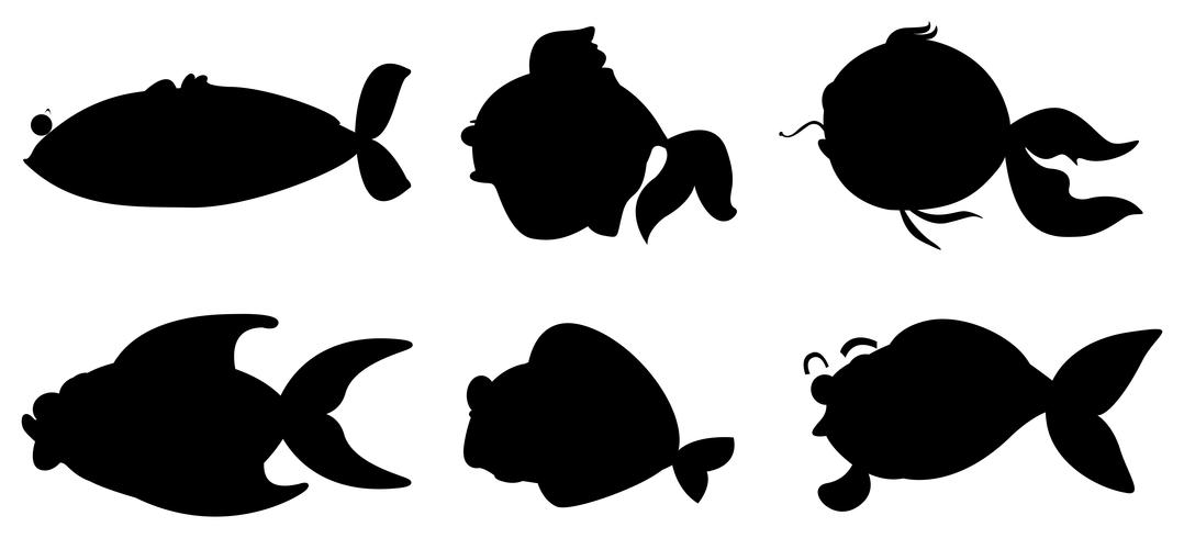 Different fishes in black color vector