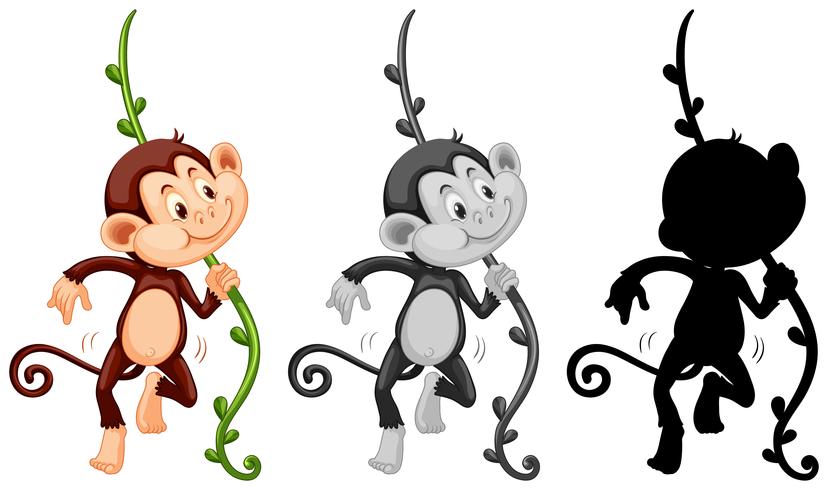 Set of monkey character vector