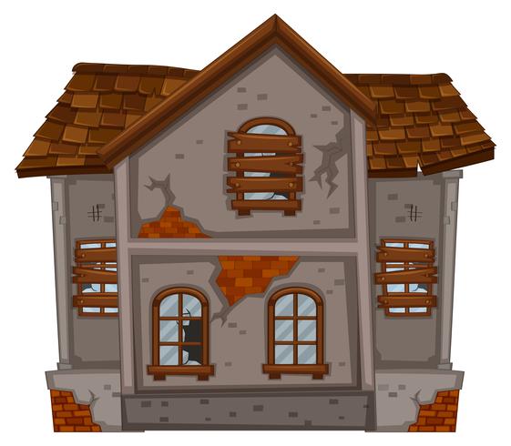 Brickhouse with ruined windows vector