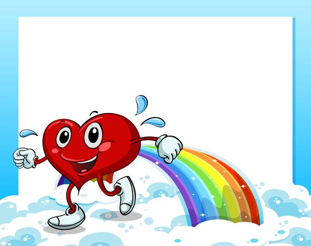 An empty template with a rainbow and a walking heart vector
