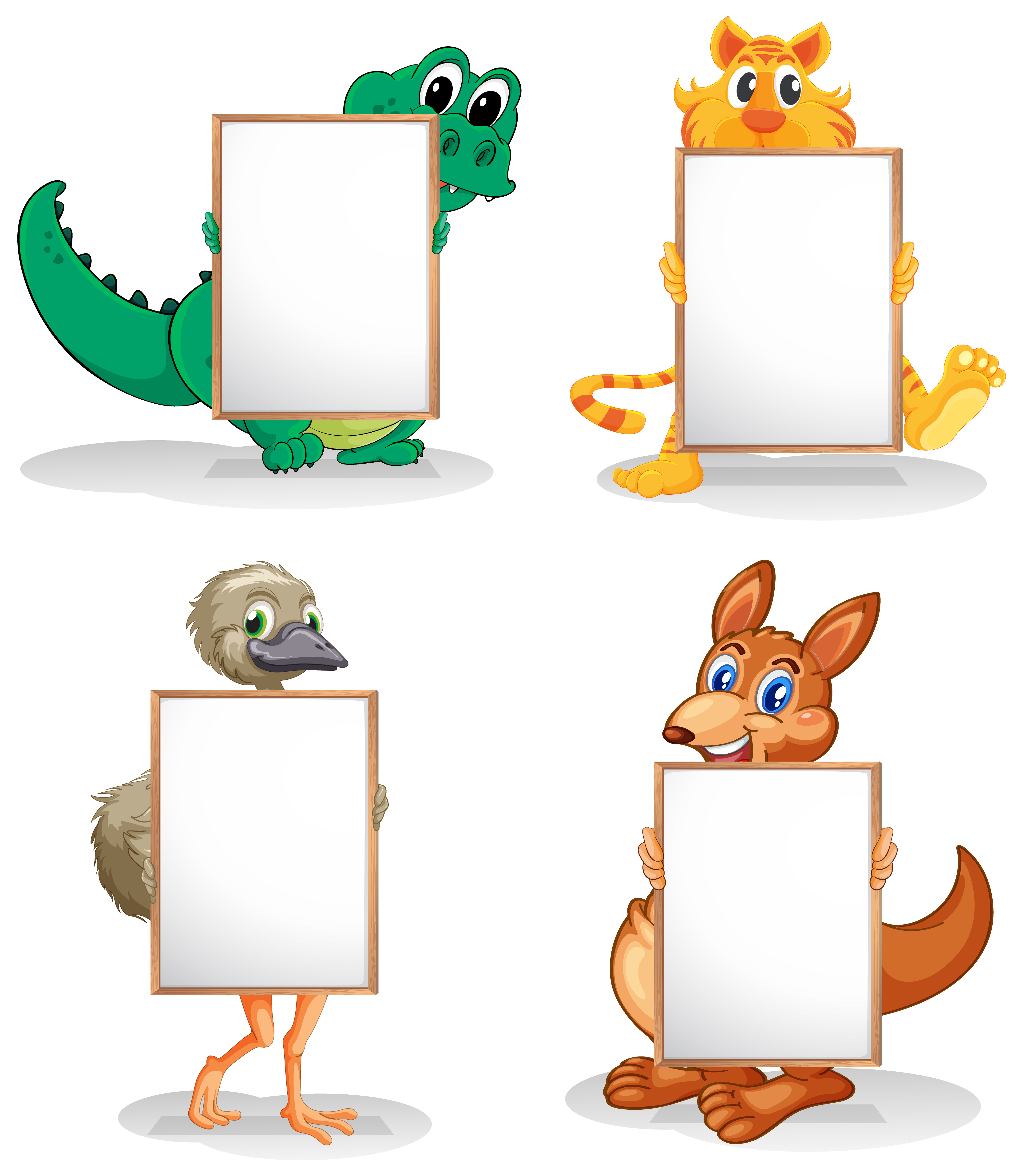 Wild animals with empty bulletin boards 526682 Vector Art at Vecteezy