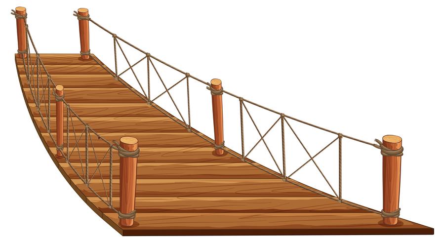 Wooden bridge with rope attached vector
