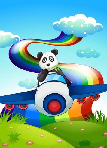 A plane with a panda near the rainbow vector