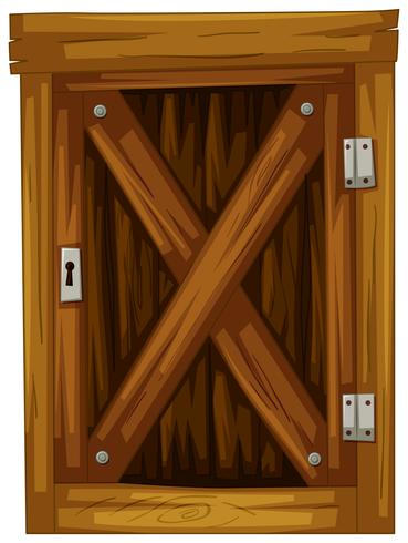 Wooden door on white background vector