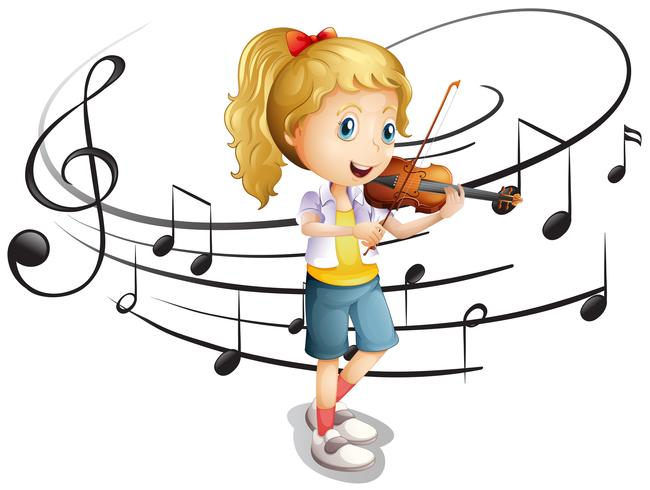 Little girl plays violin vector
