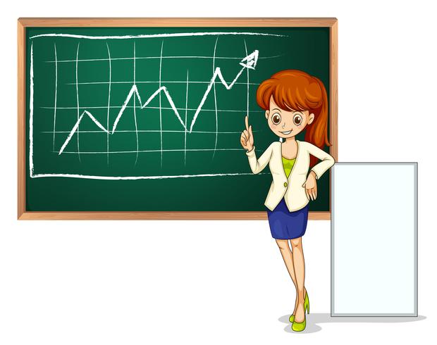 A woman in front of the blackboard vector