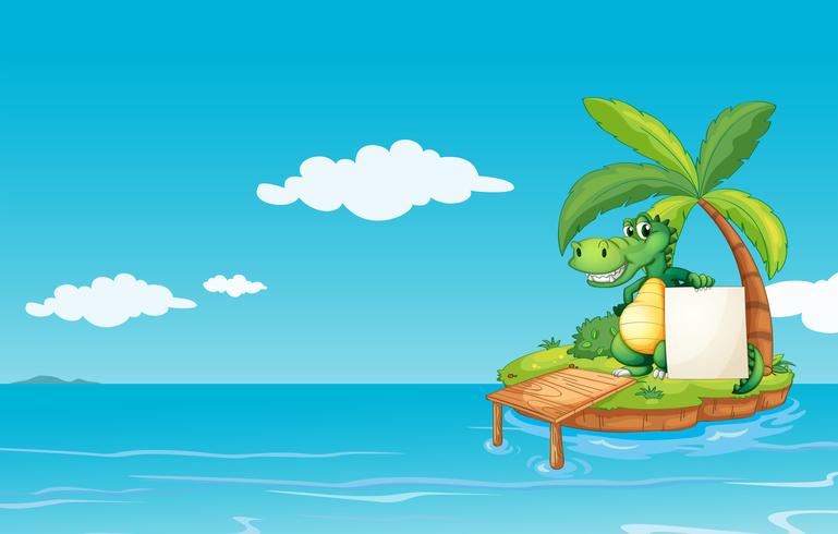 An alligator holding an empty banner vector