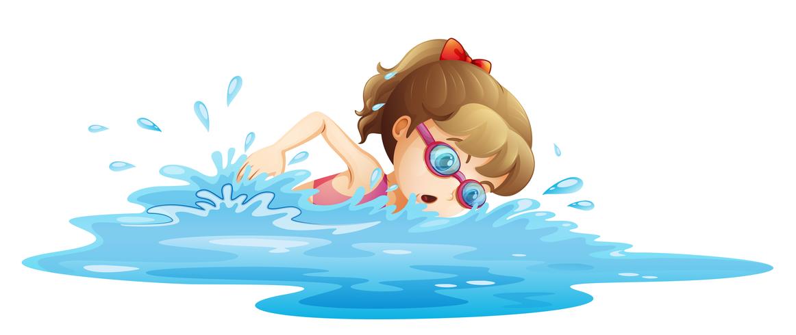 A girl wearing a pink swimwear swimming vector