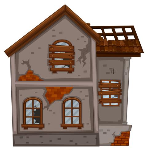 Old house with broken windows vector