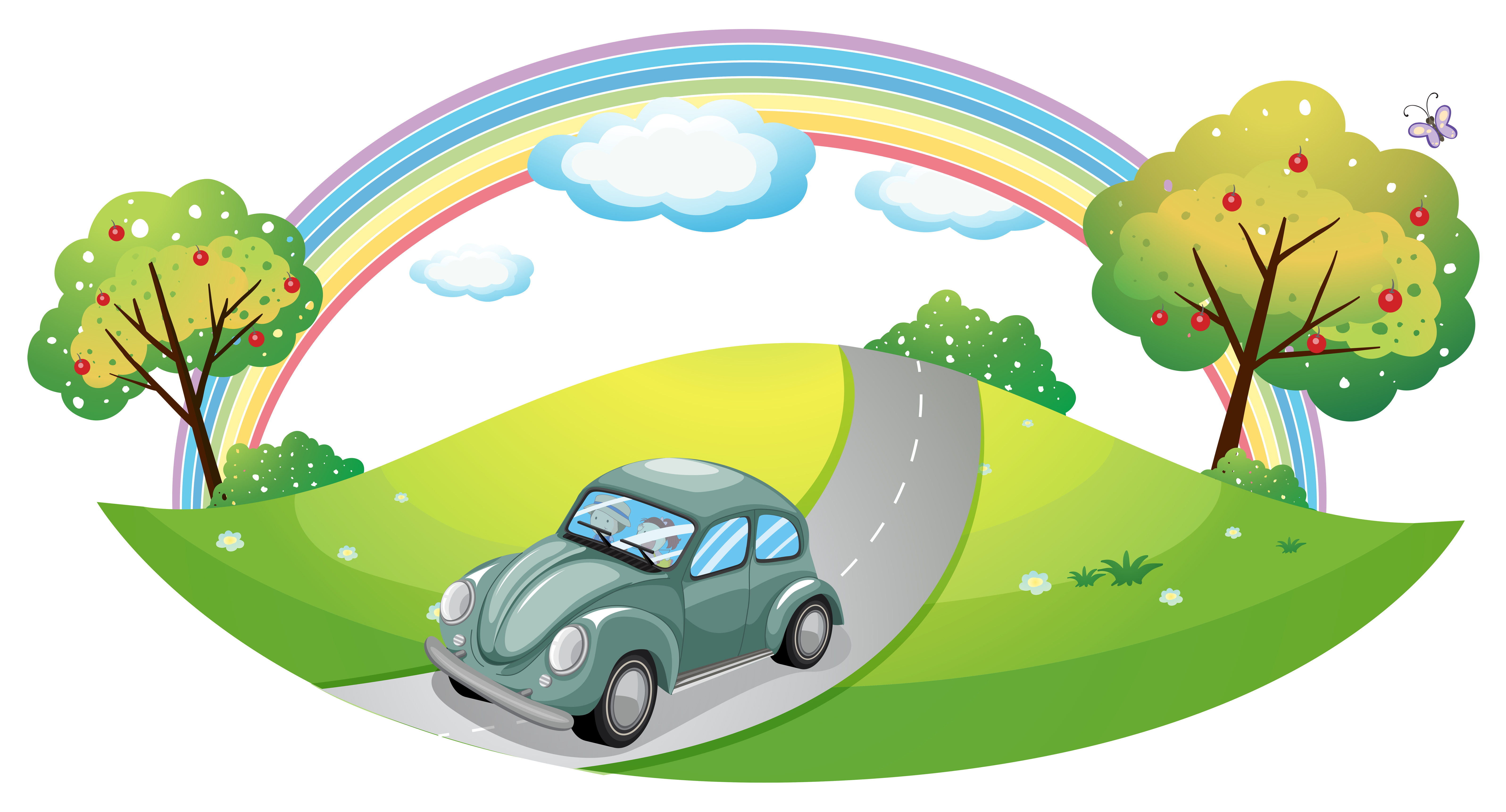 A car running at the road 526880 Vector Art at Vecteezy