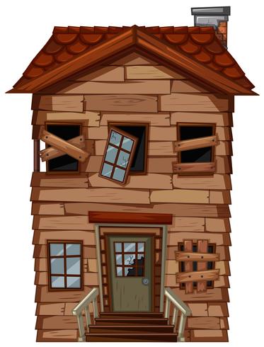 Old wooden house with broken windows vector