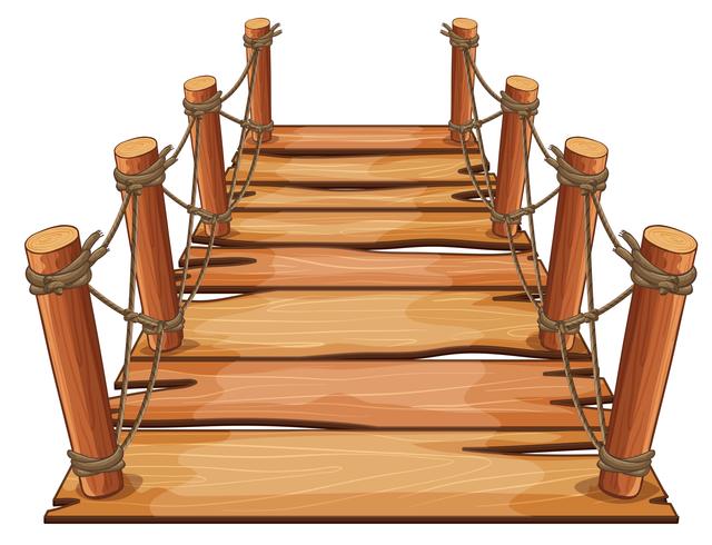 Wooden bridge with rope attached vector