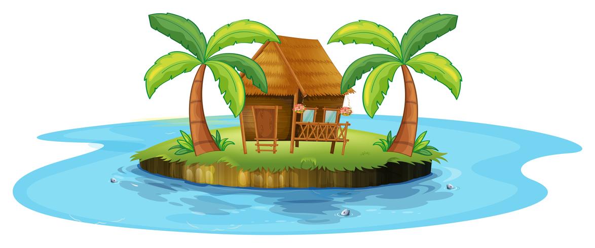 A small nipa hut in an island vector