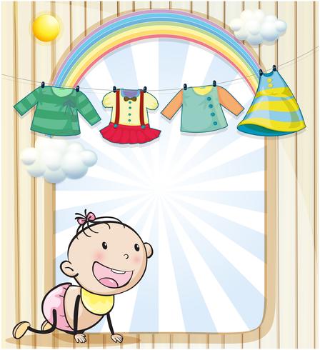 A baby girl with hanging clothes vector