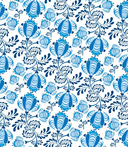 Floral seamless pattern. Ornamental flowers in russian style vector