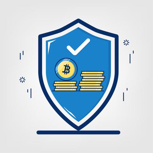 Cryptocurrency with blockchain network technology. Security bitcoin concept. vector