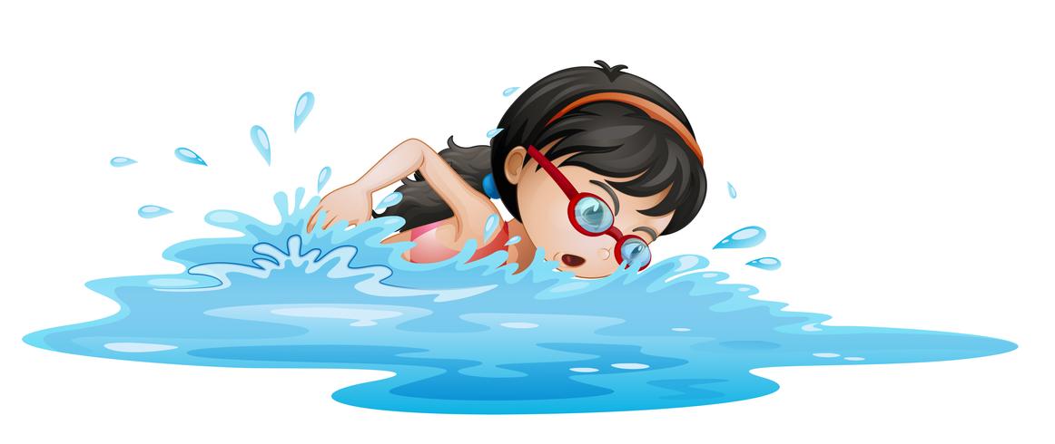 A girl swimming with goggles vector