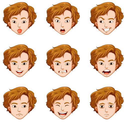 Man with different expressions on his face vector