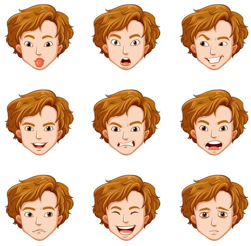 Man with different expressions on his face vector