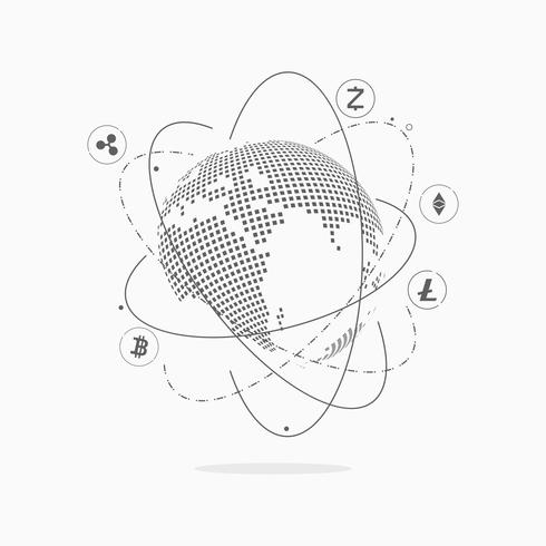 Abstract Cryptocurrency blockchain technology Background. vector Illustration.