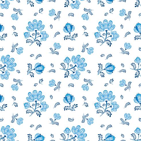 Floral seamless pattern. Ornamental flowers in russian style vector