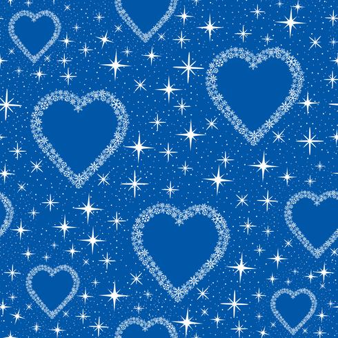 Snow heart tile pattern. Winter holiday background vector