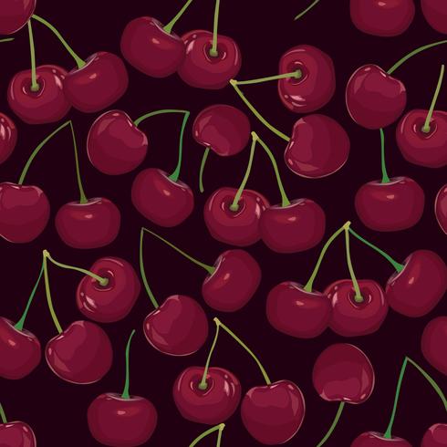 Cherry pattern. Ripe berry desert seamless pattern. Summer sweet vector