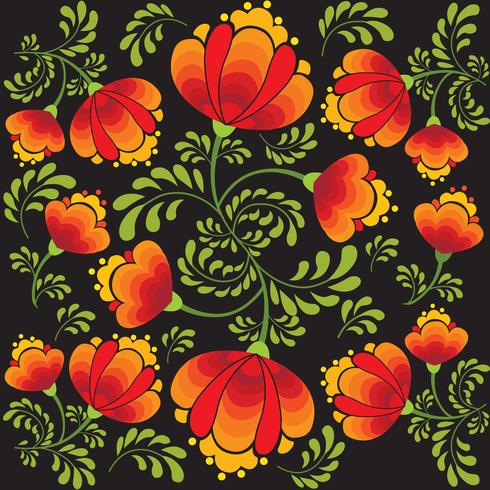 Floral seamless pattern. Ornamental flowers in russian style vector