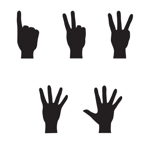 Hands set. Hand count geture silhouette isolated vector