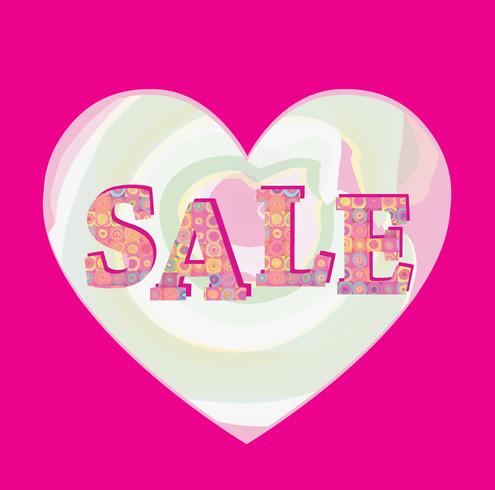 Sale banner. Big summer sale sign over pink heart background vector