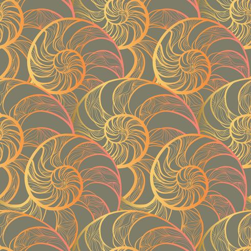 Abstract spiral seamless pattern. Wave nautilus marine background vector