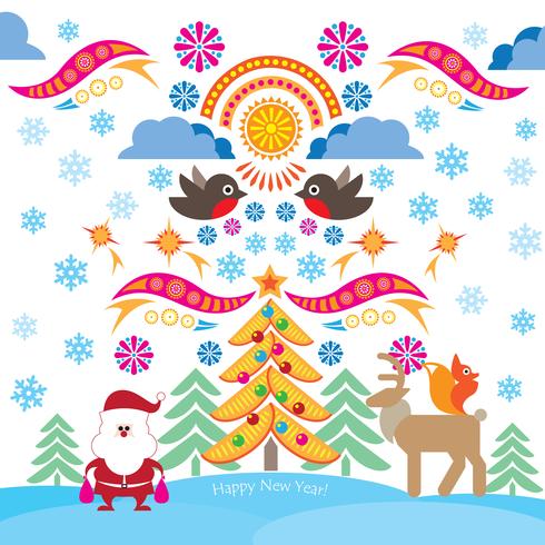 Christmas icons. Happy Winter Holiday background. Ornamental design elements. vector