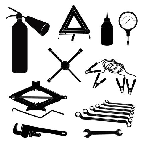 Auto service icons. Repair car on the road. garage service tools set. vector