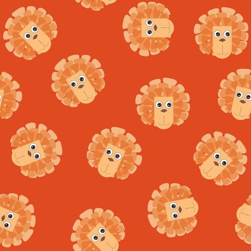 Cartoon animal lion heard seamless pattern. kid toy tile background vector