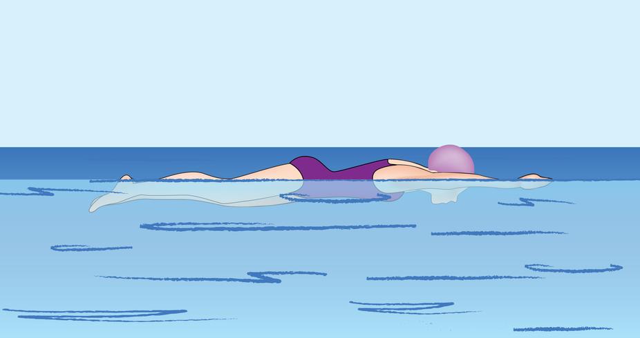 Baby swims. Swimming lesson vector