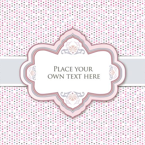 Gentle greeting card or invitation over polka dot seamless pattern vector