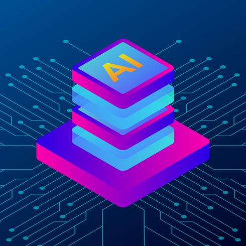 3D Isometric Illustration Of Processor Chip AI vector