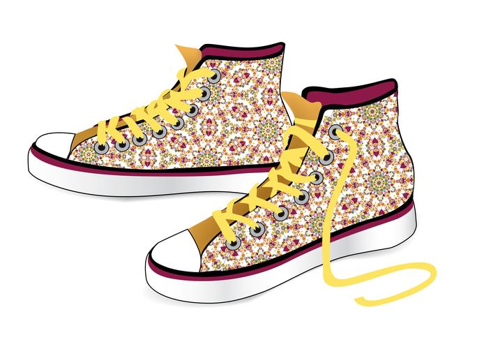 Sneakers isolated. Patterned fabric fashion sport shoes vector