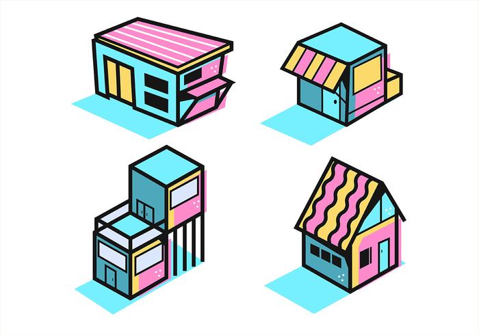 Isometric House in Thick Lines vector