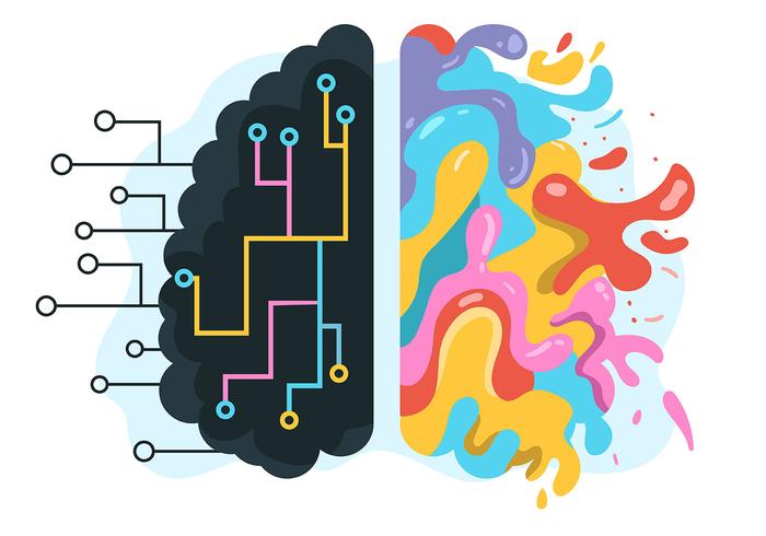 Hemisferio del cerebro humano sobre fondo blanco vector