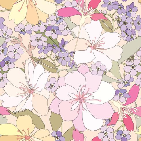 Floral seamless pattern. Flower background. Flourish garden texture vector