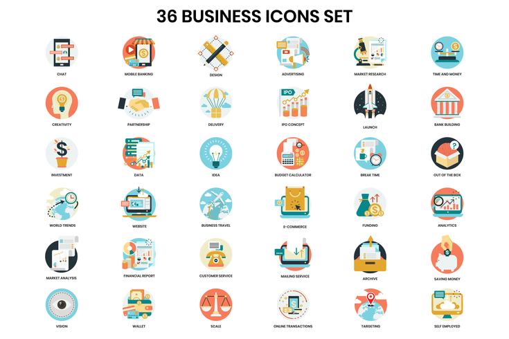 Iconos de negocios establecidos para el negocio vector