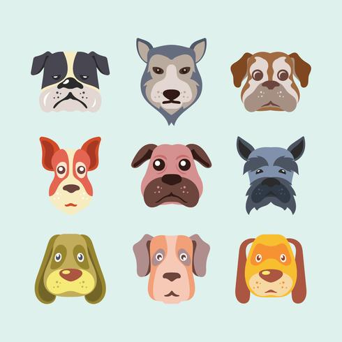 Conjunto de caras de perro vector