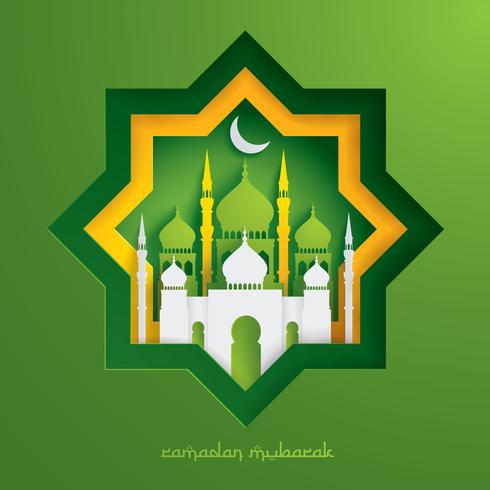 Paper graphic of Islamic mosque vector