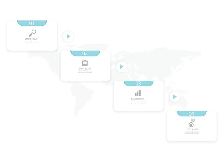 Infografía de línea de tiempo horizontal 4 pasos. vector