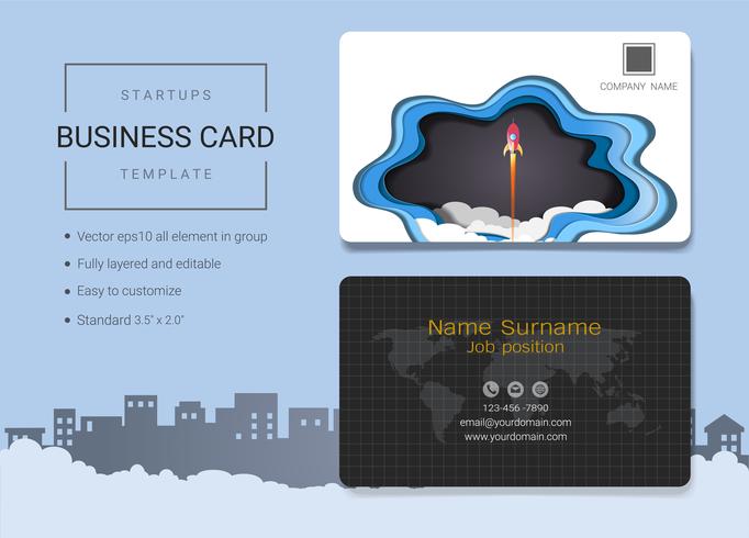 Startup business name card design template. vector
