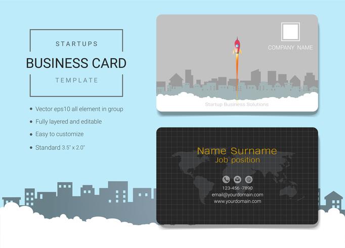 Startup business name card design template. vector