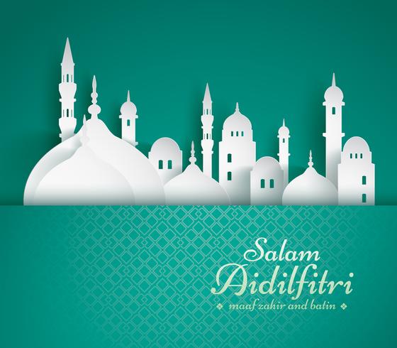 Paper graphic of islamic mosque vector