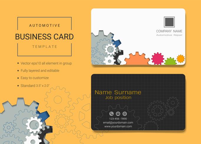 Automotive business name card design template. vector